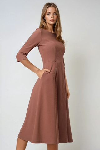 Robe midi regular - Marron