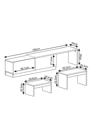 Meuble TV 2 portes - 180 x 36 x 30 cm