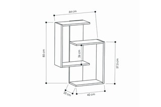 Etagère murale Paranoid - Anthracite et imitation bois - 64 x 85 x 22 cm
