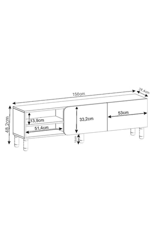 Meuble TV  2 portes - 150 x 48,2 x 31,4 cm