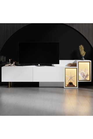Meuble TV 2 abattants - 193 x 40 x 14 cm
