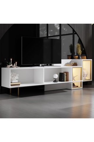 Meuble TV 2 abattants - 193 x 40 x 14 cm