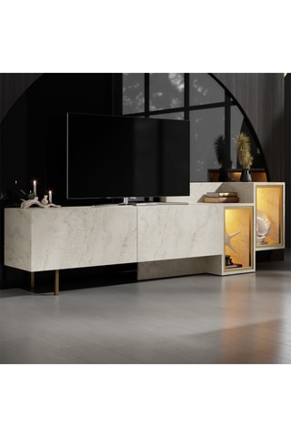 Meuble TV 2 abattants - 193 x 40 x 14 cm
