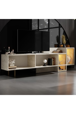 Meuble TV 2 abattants - 193 x 40 x 14 cm