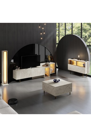 Meuble TV 2 abattants - 193 x 40 x 14 cm