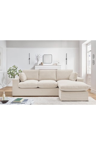 Canapé d'angle réversible Belair - Beige - 3 places - En polyester