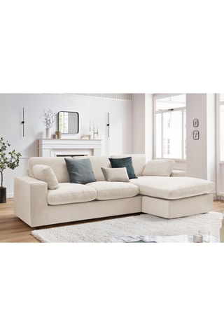Canapé d'angle réversible Belair - Beige - 3 places - En polyester