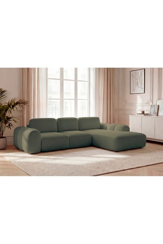 Canapé d'angle droit convertible Montaigne - Vert - 3 places - En polyester