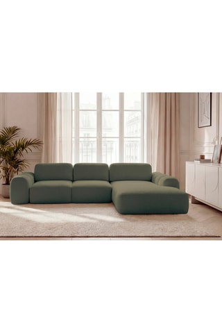 Canapé d'angle droit convertible Montaigne - Vert - 3 places - En polyester