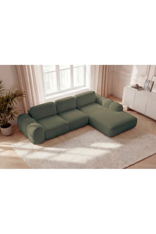 Canapé d'angle droit convertible Montaigne - Vert - 3 places - En polyester