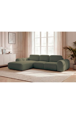 Canapé d'angle gauche convertible Montaigne - Vert - 3 places - En polyester