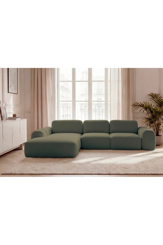 Canapé d'angle gauche convertible Montaigne - Vert - 3 places - En polyester