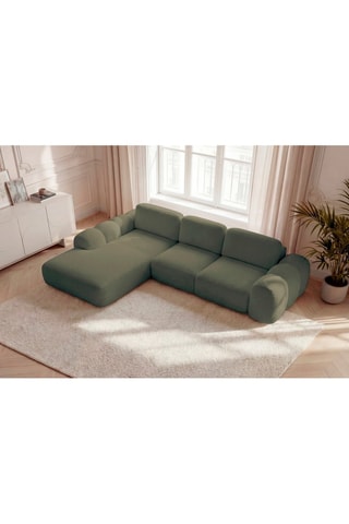 Canapé d'angle gauche convertible Montaigne - Vert - 3 places - En polyester
