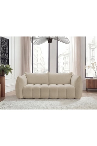 Canapé Azra - Beige - 3 places - En tissu bouclette