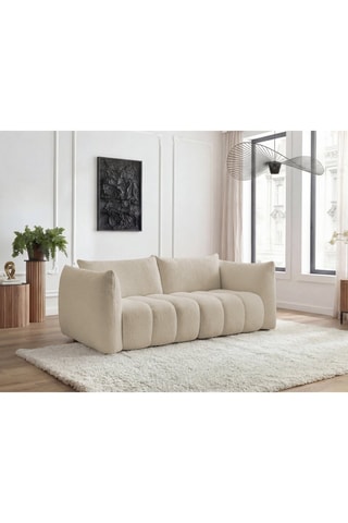 Canapé Azra - Beige - 3 places - En tissu bouclette