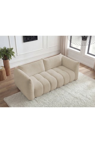 Canapé Azra - Beige - 3 places - En tissu bouclette