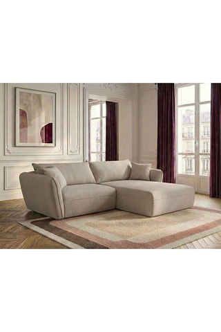 Canapé d'angle droit Luigi - Beige - 3 places - En tissu lisse