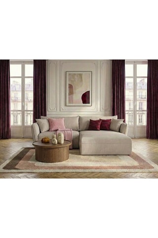 Canapé d'angle droit Luigi - Beige - 3 places - En tissu lisse