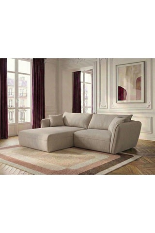 Canapé d'angle gauche Luiji - Beige - 3 places - En tissu texturé