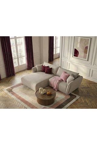 Canapé d'angle gauche Luiji - Beige - 3 places - En tissu texturé