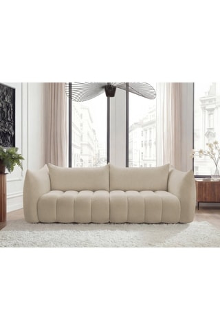 Canapé Azra - Beige - 4 places - En tissu bouclette 