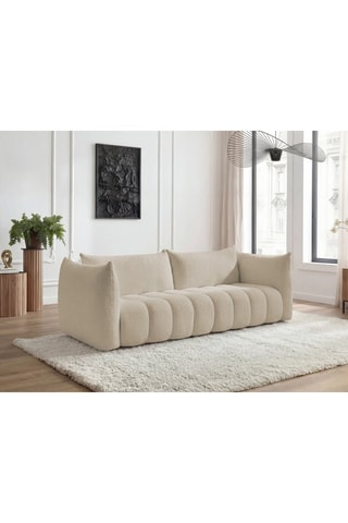Canapé Azra - Beige - 4 places - En tissu bouclette 