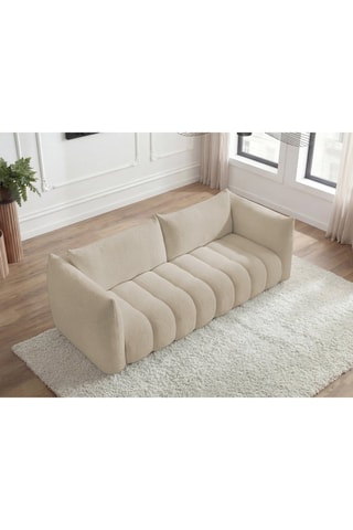 Canapé Azra - Beige - 4 places - En tissu bouclette 