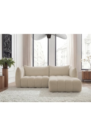 Canapé d'angle droit Azra - Beige - 4 places - En tissu bouclette