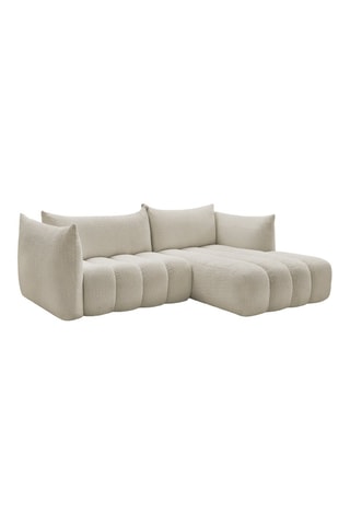 Canapé d'angle droit Azra - Beige - 4 places - En tissu bouclette