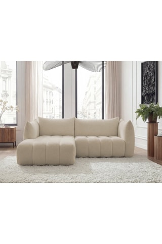 Canapé d'angle gauche Azra - Beige - 4 places - En tissu bouclette