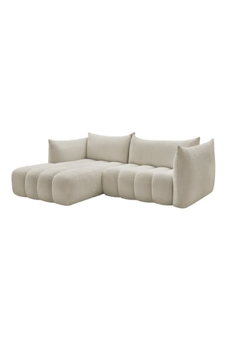 Canapé d'angle gauche Azra - Beige - 4 places - En tissu bouclette