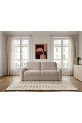 Canapé convertible Kenan - Beige - 2 places - En tissu bouclette