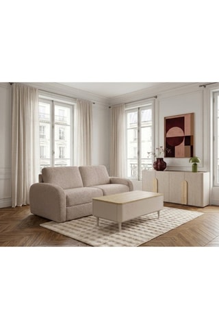 Canapé convertible Kenan - Beige - 2 places - En tissu bouclette