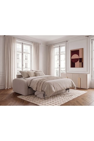 Canapé convertible Kenan - Beige - 2 places - En tissu bouclette