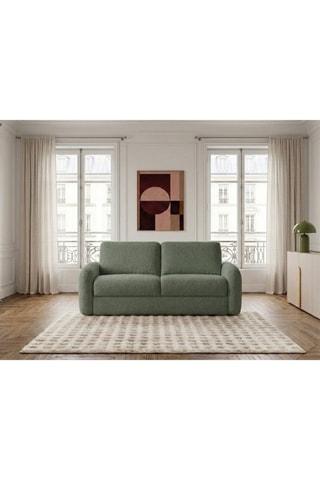 Canapé convertible - Vert - 2 places - En tissu bouclette