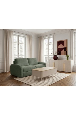 Canapé convertible - Vert - 2 places - En tissu bouclette