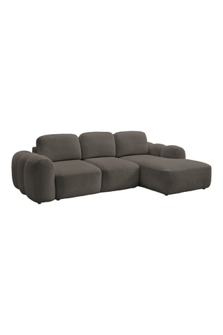 Canapé d'angle droit convertible Montaigne - Marron - 5 places - En tissu bouclette