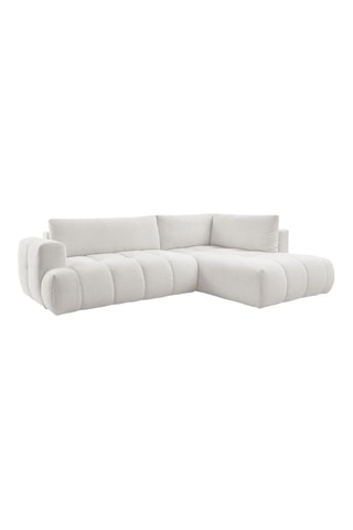 Canapé d'angle droit convertible Fuji - Blanc cassé - 3 places - En tissu bouclette