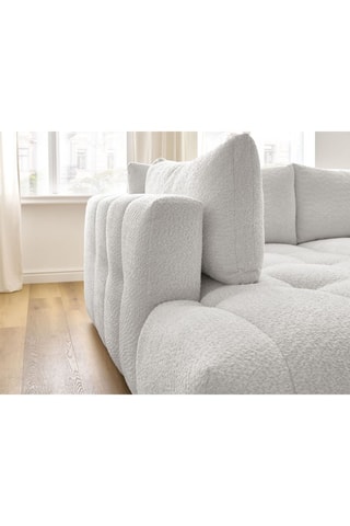 Canapé d'angle gauche convertible Fuji - Blanc cassé - 3 places - En tissu bouclette