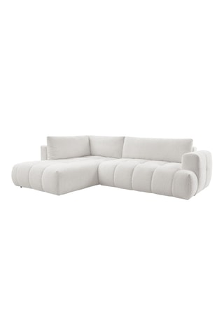 Canapé d'angle gauche convertible Fuji - Blanc cassé - 3 places - En tissu bouclette
