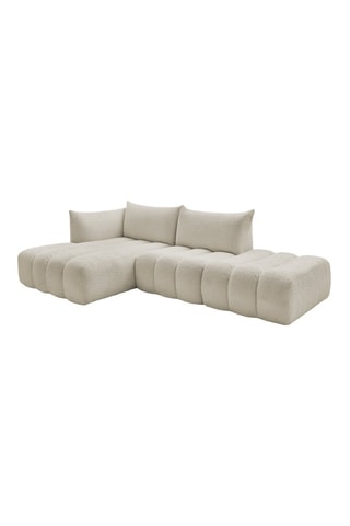 Canapé d'angle gauche Azra - Beige - 4 places - en tissu bouclette