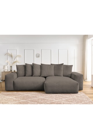 Canapé d'angle réversible Voltaire - Taupe - 2 places - En tissu velours côtelé 