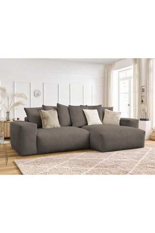 Canapé d'angle réversible Voltaire - Taupe - 2 places - En tissu velours côtelé 
