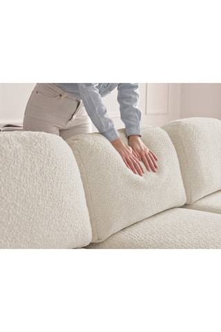 Canapé d'angle droit convertible Montaigne - Beige - 5 places - En tissu bouclette