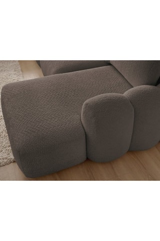 Canapé d'angle droit convertible Montaigne - Marron - 5 places - En tissu bouclette