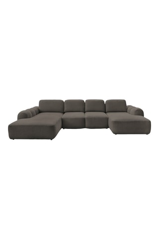 Canapé d'angle droit convertible Montaigne - Marron - 5 places - En tissu bouclette