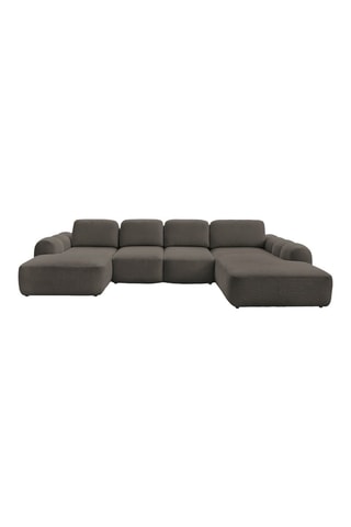 Canapé d'angle gauche convertible Montaigne - Marron - 5 places - En tissu bouclette