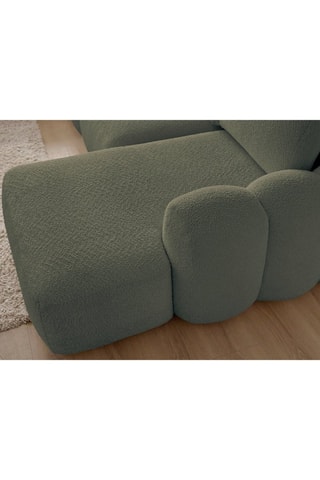 Canapé d'angle panoramique droit convertible - Vert olive - En tissu bouclette 