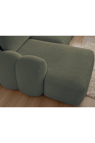 Canapé d'angle panoramique gauche convertible - Vert olive - En tissu bouclette