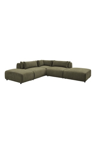 Canapé d'angle fixe réversible Jana - kaki - 4 places - En tissu velours